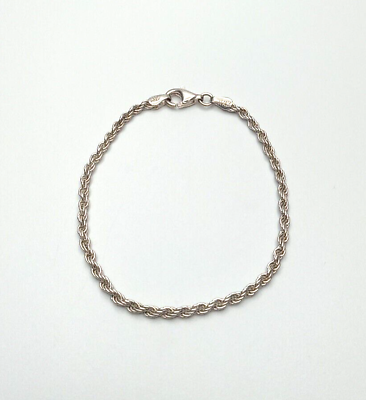#ad SU ITALY 925 STERLING SILVER 7quot; ROPE BRACELET FREE SHIPPING $19.00