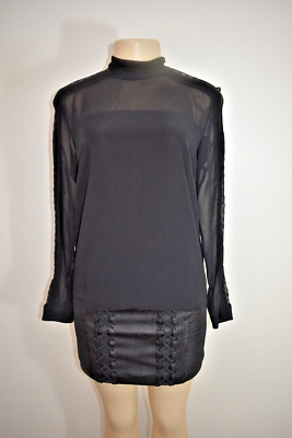 #ad SANDRO Black SILK TOP Shirt Size Small On Sale df $21.75