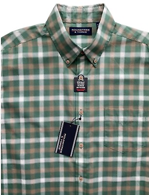 #ad Roundtree amp; Yorke Shirt Short Sleeve Green Check 100% Cotton Shirt XL $14.99