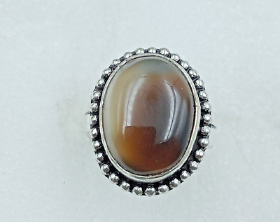 #ad 925 Sterling Silver Onyx Gemstone Handmade Jewellry Ring Size 9 $17.60