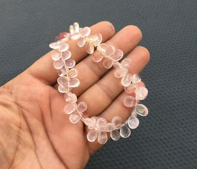 #ad Fantastic Quality Natural Rose Quartz Gemstone55 Pieces Smooth Pear Shape Beads $39.99