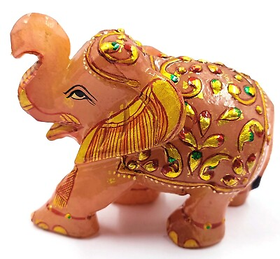#ad Natural Handcrafted Rose Quartz Elephant Statue For Home Decoration 306 Gram MNI $64.99