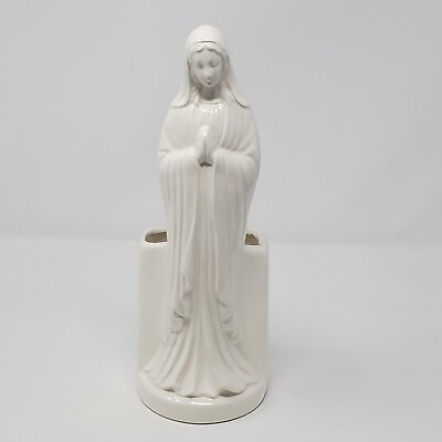 #ad Vintage Relpo Virgin Mary Praying White Ceramic Planter 10.5quot; READ $19.94