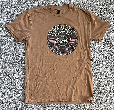 #ad Leinenkugel Rock Record T Shirt Woman’s Large Brown Vintage Brewery Beer T shirt $8.98