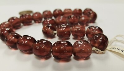 #ad 24 VINTAGE JAPANESE CHERRY BRAND GLASS AMETHYST 11mm. BAROQUE ROUND BEADS 4677T $4.49