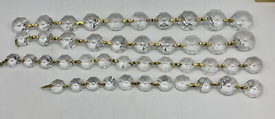 #ad #ad Crystals Chandelier Prisms Clear Brass Facets Octagon lot 40 Diff Sizes Strands $39.95