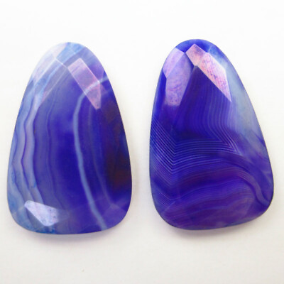 #ad 2Pcs 45x29x7mm Faceted Purple Onyx Agate Trapezoid No Hole D95104 $10.91