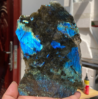 #ad 597g Large Natural Flash Labradorite Blue Crystal Rock Rough Mineral Specimen $86.00