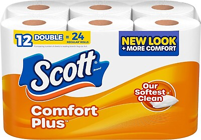 #ad Scott ComfortPlus Toilet Paper 12 Double Rolls 231 Sheets per Roll1 ply tissu $12.99