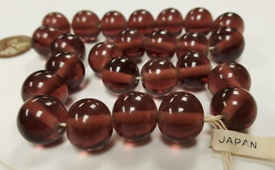 #ad 24 VINTAGE JAPANESE CHERRY BRAND GLASS AMETHYST 13mm. SMOOTH ROUND BEADS 4684T $5.99