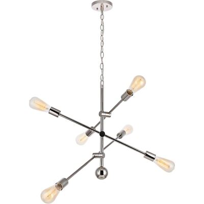 #ad Polished Nickel Dining Room Light Fixture Modern Sputnik Chandelier Lighting $208.00
