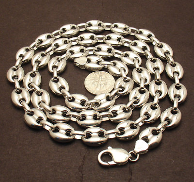 #ad 11mm Puffed Mariner Link Chain Necklace Anti Tarnish Real 925 Sterling Silver $224.00