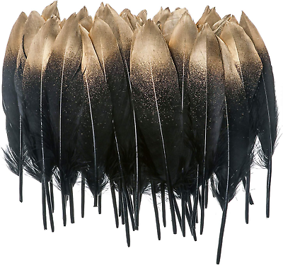 #ad 50Pcs Dipped Gold amp; Silver Goose Feathers 6 8 Inch Natural Feather for a Variety $17.49