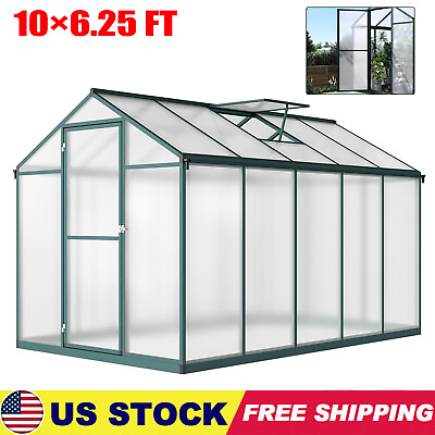 #ad 10×6.25FT Polycarbonate Greenhouses Kits Walk in Green House Outdoor Portable $449.98