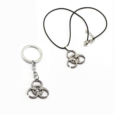 #ad BIOHAZARD Sign Keychain amp; Necklace Metal Ring Pendant for Bag amp; Keys $9.99