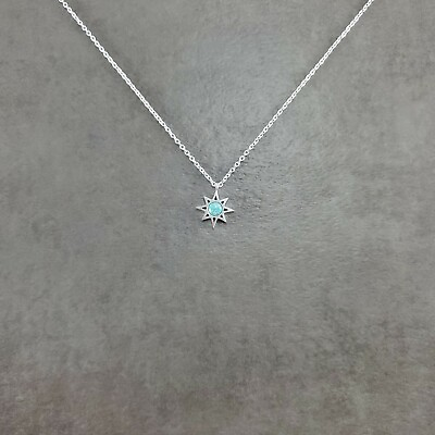 #ad Star Sun Opal SILVER Plated Necklace Shiny Charm Celestial Luck Wish Sky Space $16.07