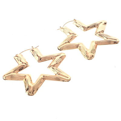 #ad Gold Tone Gold Plated Star Hoop Earrings OYE510 GLD $11.99
