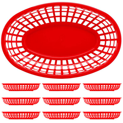 #ad 10 Pcs Chips Snack Basket Plastic Makeup Pallets Bread Serving Bbq Decor $20.29