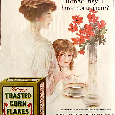 #ad Kelloggs Toasted Corn Flakes 1910 Advertisement Teasing Mother Lithograph HM1H $21.00