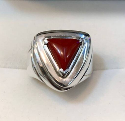 #ad Natural Mens Womens Red Coral Ring Sterling Silver 925 HandCrafted marjan ring $270.00