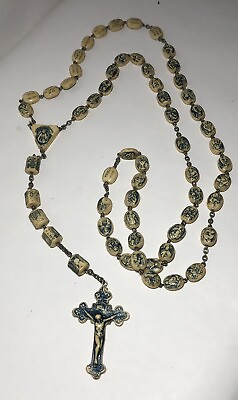 #ad Vintage Relic Catacombs Catholic 1950s Civelli Ivorine 5 Decade Rosary Italy $135.00