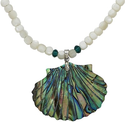 #ad Scallop amp; Abalone Handmade Necklace amp; Earring Set $33.99