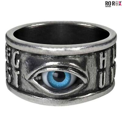 #ad Alchemy England Ouija Ring Eye Spirit Seance Blue Evil Alternative Jewellery GBP 22.99