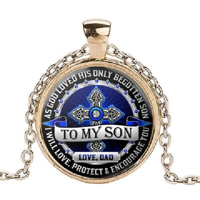 #ad GOD PROTECT LOVE SON DAD MOTHER word family pendant GOLD necklace female R1282 $18.88