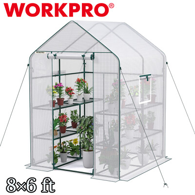 #ad WORKPRO 8quot;x 6quot; Portable Walk in Greenhouse Heavy Duty Gardening Canopy PE Cover $137.99