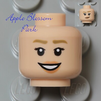 #ad NEW Lego Female Light FLESH MINIFIG HEAD Girl Pink Lips Smile Med Brown Eyebrows $2.99