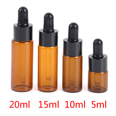 #ad 5pcs lot Amber Glass Pipette Bottle Jars Cosmetic Perfume Essential Oil Bott HJ $8.21