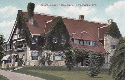 #ad DB CA Postcard A171 Buschs Winter Residence in Pasadena Arts Craft Street View $4.90