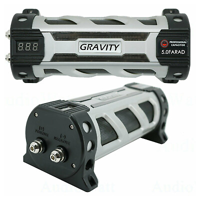 #ad Gravity 5 Farad Capacitor Audio UP TO 6000 Watts Power 12V Car Digital Power $64.99