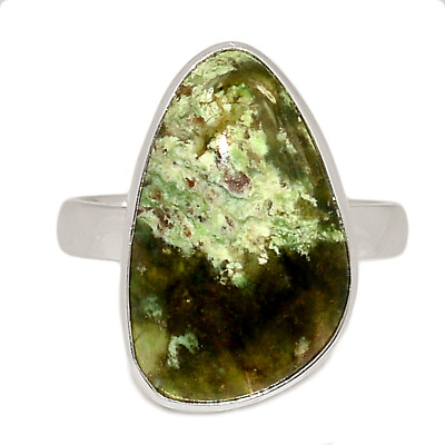 #ad Natural Chrome Chalcedony Australian 925 Silver Ring Jewelry s.8 CR25019 $16.99