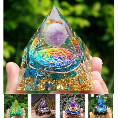 #ad Amethyst Orgonite Pyramid Heal Obsidian Chakra Crystal Stone Energy Orgone Gifts $9.89