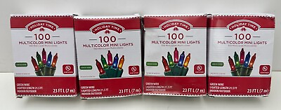 #ad x4 Holiday Time 100 Multi Mini Lights Green Wire Christmas Indoor Outdoor $34.99