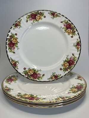 #ad 4 ROYAL ALBERT OLD COUNTRY ROSES 10 3 8 DINNER PLATES NEW $60.00