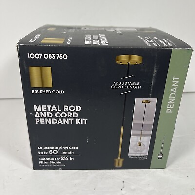 #ad Pendant Light Kit with Partial Metal Rod Brushed Gold 1007083750 Kitchen Light $15.95