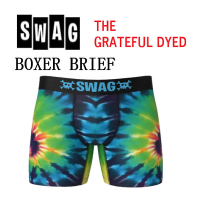 #ad SWAG Boxer Briefs THE GRATEFUL DYED Mens XL XLARGE 38 40 BLUE Underwear NWT $15.58