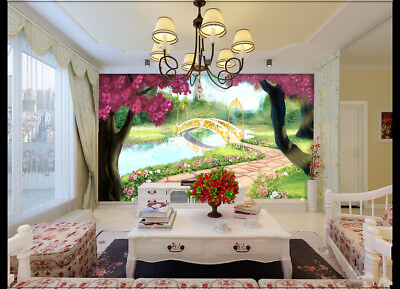 #ad 3D Golden Bridge ZHUA3892 Wallpaper Wall Murals Removable Self adhesive Amy AU $199.99