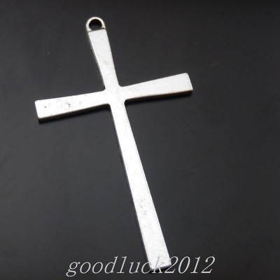 #ad 10PCS Antique Silver Alloy Simple Cross Charms Pendant DIY Jewelry 30*60mm 39842 $4.55