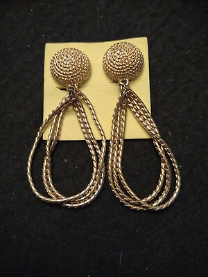 #ad Vintage Rope Detail Chandelier Goldtone Earrings $22.00