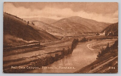 #ad Postcard Montana Missoula River Hell Gate Canyon Train Edw H Mitchell c1900#x27;s $19.95