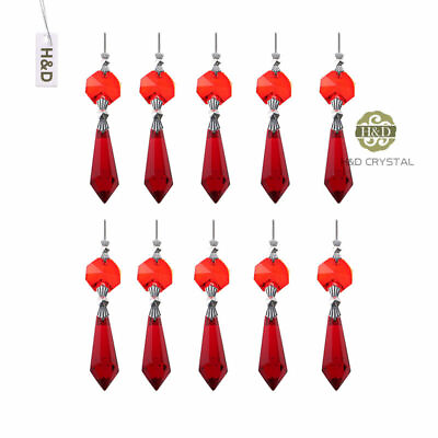 20 Red Chandelier Glass Crystals Lamp Prisms Parts Hanging Drops Pendants 38mm $10.99