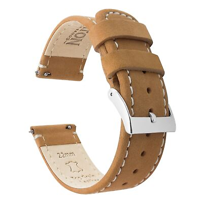 #ad Gingerbread Leather White Stitching Quick Release Watch Band Watch Band $28.99