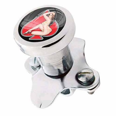 #ad Polished Steering Wheel Spinner Suicide Brody Knob Rod Car Truck GIRL RED SPADE $18.95