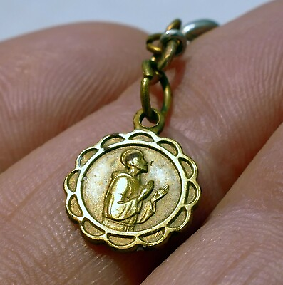 #ad St. Francis Wrist Pendant Charm gold tone made in Italy vintage $12.82