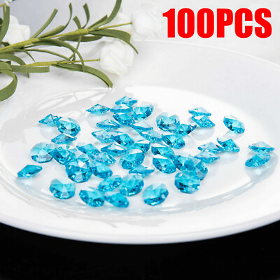 #ad #ad 100PCS 14MM Light Blue Crystal Octagon Beads Glass Prism Bead Chandelier Part $13.59