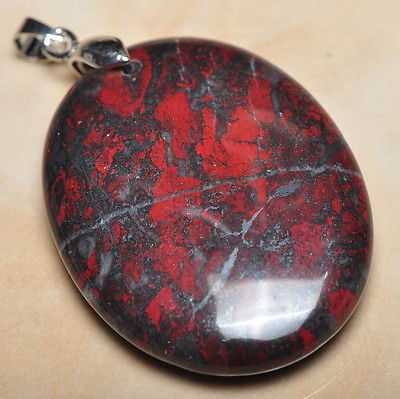 #ad Extremely Red Natural Bloodstone 925 Sterling Silver Clasp 2quot; Pendant #P10097 $9.74