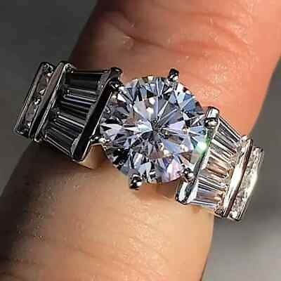 #ad Women Men Wedding Anniversary Engagement Ring 3Ct Round Cut Simulated 925 Silver $89.99